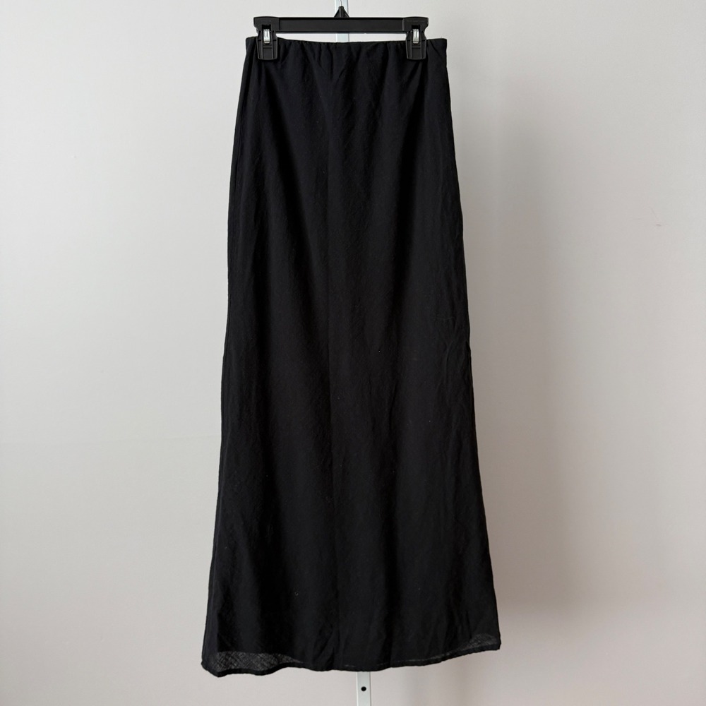Petal + Pup sz 6 Black 100% Cotton Textured Midi Skirt High Waisted Boho NWOT - Picture 6 of 6